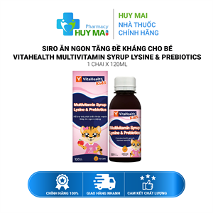 Siro Ăn Ngon Tăng Đề Kháng Cho Bé VitaHealth Multivitamin Syrup Lysine & Prebiotics 120ml